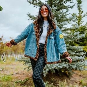 Dressed in lala furry cheetah lined demin jacket 😀😀 Lala original design